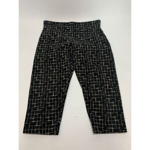Yummie By Heather Thomson Women's Elastic Waist Plaid Crop Leggings Black Large